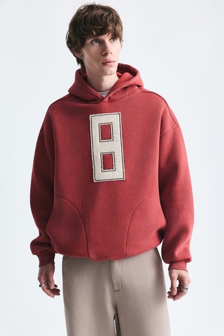 Vamos Numara Baskılı Oversize Sweatshirt Kırmızı
