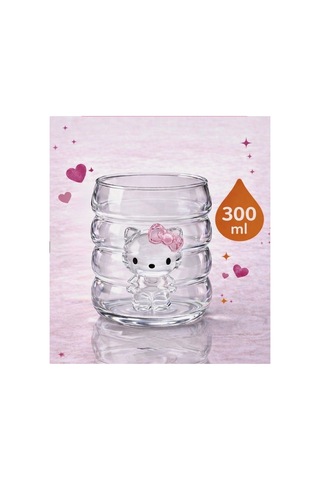 Sevimli Hello Kitty Kristal Figürlü Cam Bardak,300 Ml,kız Çocuk Özel Tasarım Cam Bardak Şeffaf