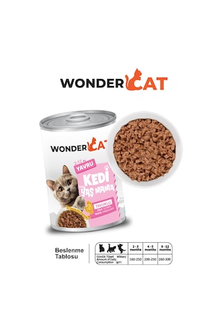 Wondercat Tavuklu Yavru Kedi Konservesi 400gr X 12 Adet