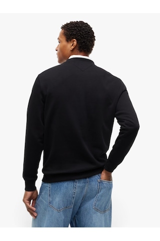 Tommy Hilfiger Tjm Reg Lınear Crew Ext Erkek Siyah Sweatshirt - Dm0dm20249