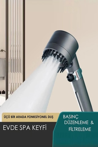 Tilbe Home 3 Fonksiyonlu Banyo Duş Başlığı Turbo Yüksek Basınçlı Masaj Duş Başlığı Çok Renkli
