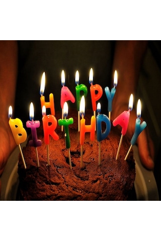 Renkli Yazılı Happy Bırthday Doğum Günü Mumu Renkli Happy Bırthday Pasta Mumu Happy Bırthday Candle Renkli