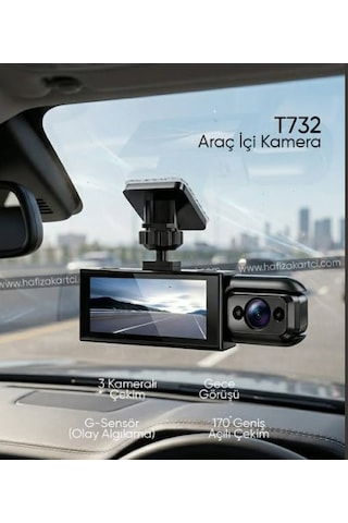 Carboon T732 Full Hd Wifi Araç İçi Kamera Gece Görüşlü Geniş Açılı Lens G-sensör Araç Kayıt Kamerası