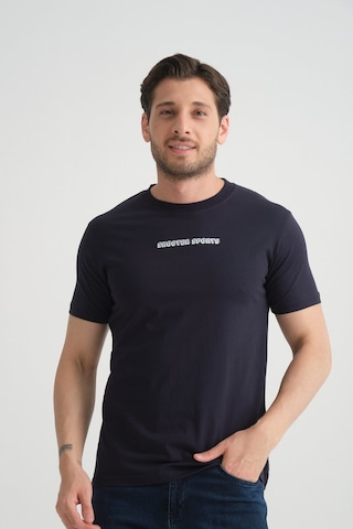 Shooter Sportwear Shooter Erkek Bisiklet Yaka Tişört Premium Pamuklu Yüksek Kalite Regular Fit Lacivert