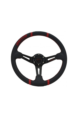 SİYAH SİYAH KIRMIZI MOMO OFSETLİ SPOR DİREKSİYON PVC
