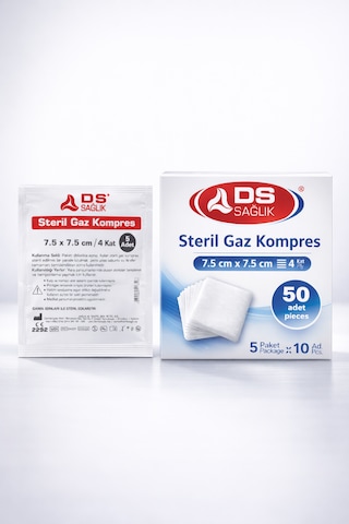 Steril Spanç Gazspanç Kompres 7.5x7.5 Cm 4 Kat 50 Adet