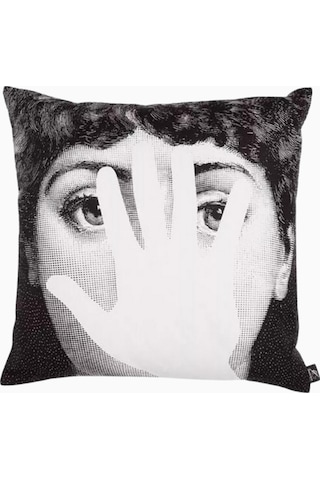 Fornasetti Mano Dekoratif Yastık, Çift Taraflı Sanat Ve Koleksiyonluk Yastık Kılıfı Beyaz 40 X 40