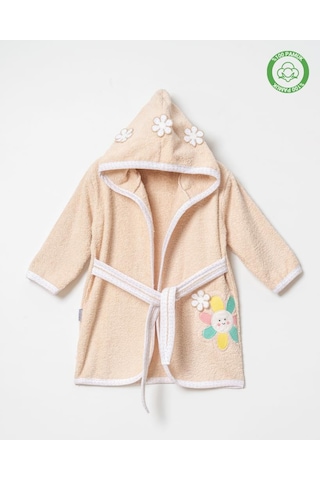 Çiçekli Bornoz Bej Bej
