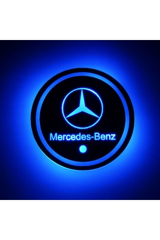 Honmex Mercedes Benz Bens İç Dekorasyon Işıklandırma Aydınlatmalı Bardak Altlığı, 220mah Pil, Otomatik Şarj Durdurma, 66mm Yuvarlak Kenar