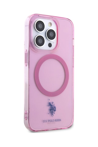Apple Uyumlu iPhone 14 Pro Max Kılıf U.s. Polo Assn. M-safe Şarj Özellikli Transparan Tasarım Kapak Pembe