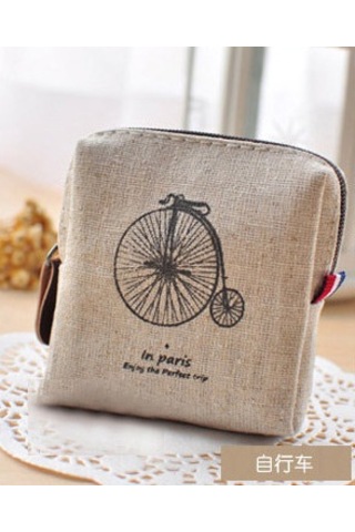 Ranyeek Klasik Paris Desenli Zakkă Cüzdan - Nostaljik Kumaş Para Çantası Bisiklet Desenli Günlük Kullanım Çok Renkli