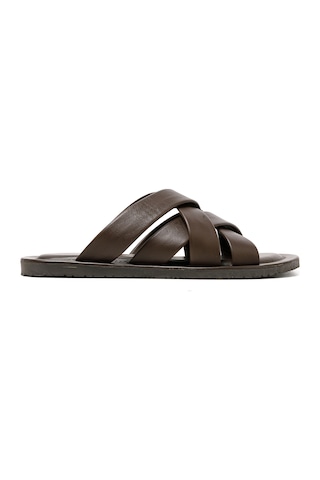 Brown Terlik Erkek M7727 The Sandals Factory Leather Upper Sandals Brown Kahverengi