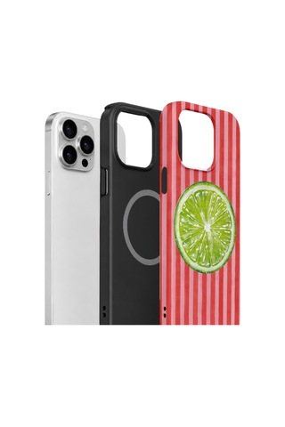 Apple iPhone Uyumlu 15 Pro Max Vorian Çift Katmanlı Magsafe Kılıf Lime Slice Pop