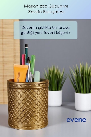 Kalemlik Masa Kalemliği Organizer Kalemlik Altın Eskitme Renk Model 90 Çok Renkli
