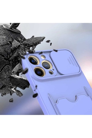 Apple Uyumlu iPhone 12 Pro Fzd Kartix Kılıf-koyu Mor