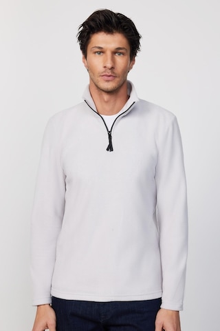 Tudors Erkek Dik Yaka Tüylenme Yapmayan Soğuk Geçirmez Standart Fit Rahat Kesim Polar Ekru Sweatshirt-30139-ekru Ekru