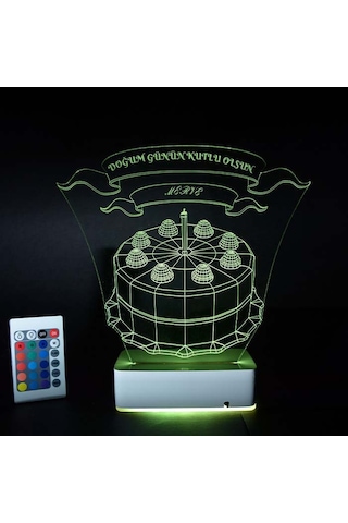 Kişiye Özel 3D Led Doğum Günü Pastası Lamba