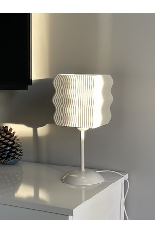 Designobee Ritim Plus - Modern Abajur Masa Lambası - Metal Ayaklı Lamba - Ambiyans Lambası, Dekoratif Aydınlatma Beyaz