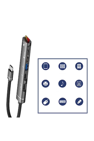 Microcase AL4613 5 İn1 USB 3.0 Type-C To SD-TF Kart Okuyuculu Hub