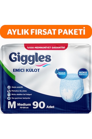Giggles Yetişkin Emici Külot Medium Ekonomik Fırsat Paketi 3 x 30'Lu