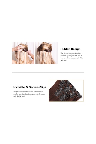 Qingmipy "24 Inç Klipsli Saç Uzatma Seti - 6 Parça 16 Klips, Doğal Görünüm, Isıya Dayanıklı" Diğer