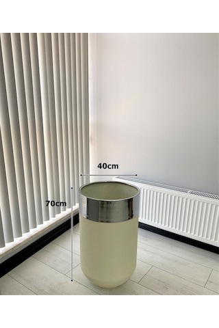 Dekoratif Krom Darbuka Beyaz Saksı 70cm