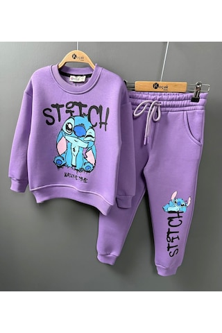 Stitch Kız Çocuk Eşofman Takım Lila