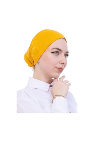 Modish Group Pratik Bone Pamuklu Tesettür İç Bone, Başörtüsü İçin Hazır Viskon Şapka, Namaz Günlük Kullanım İçin Sarı