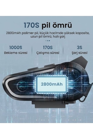 Gearelec Dk02 Bluetooth Kask Kulaklık Ipx7 Su Geçirmez, 2800mah Batarya, Eller Serbest Görüşme