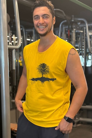 Bluu Kolsuz Spor T-shirt Tank Top Spor Atlet Fitness Atlet