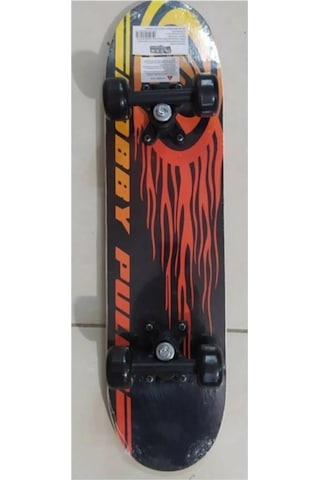 Can Oyuncak Ahşap Desenli Orta Boy 60 Cm 4 Teker 2406 Siyah/Turuncu Bobby Puled Kaykay Ayakkabısı Kırmızı