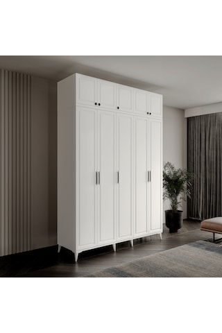Guneystore Milas 5 Kapaklı Komple Mdf Ayaklı Yüklüklü Gardırop