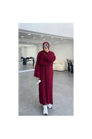 Bomii Volanlı Elbise Bordo - 936984057 Bordo