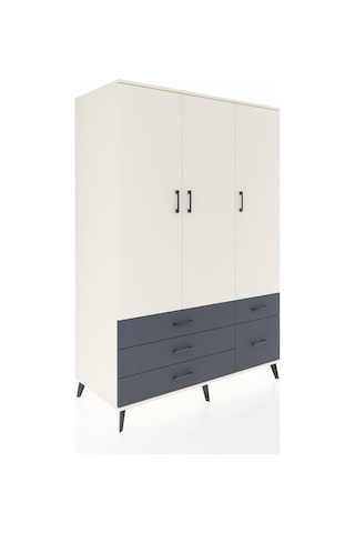 Kronos Dolap 5 Raflı 5 Çekmeceli Tek Askılı 132x59x195 Aytaşı-aytaşı/antrasit Aytası/antrasıt
