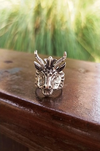 Antik Gümüş Kaplama Koç Başı Şekilli El Yapımı Ayarlanabilir Yüzü - 500872876 Çok Renkli