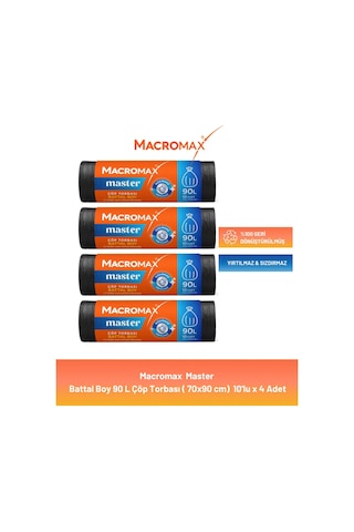 Macromax Master Çöp Torbası Battal Boy 10'lu X 4 Adet