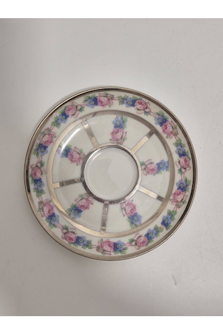 F. Legrand Limoges Çiçek Desenli Porselen Fincan Tabağı 13cm Çok Renkli