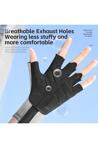 Vkemall Yaz Bisiklet Eldiveni Yarı Parmaklı Erkek Kadın, Kayganlık Önleyici Amortisörlü Nefesli L Beden Tatil Kırmızısı