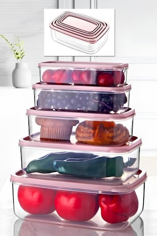 Kapris EP-500 Dikdörtgen Erzak Saklama Kabı 5'li Pudra