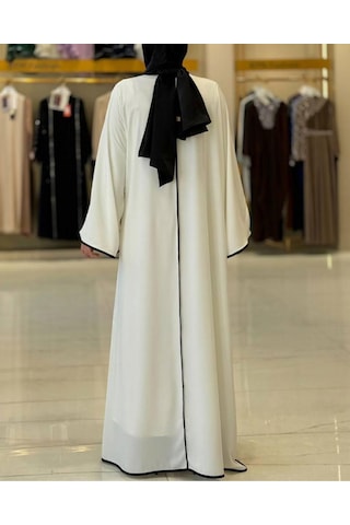 Önden Bağlama Detaylı Medine İpeği Abaya Siyah