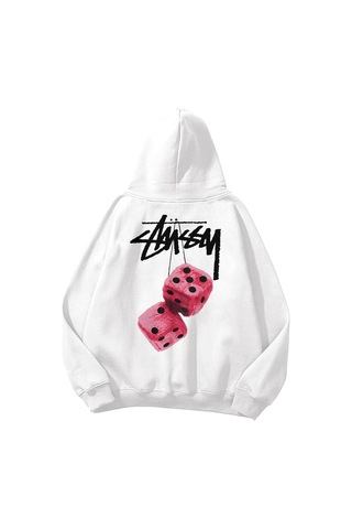 Startmore Unisex Stüssy Zar Sweatshirt Beyaz Beyaz