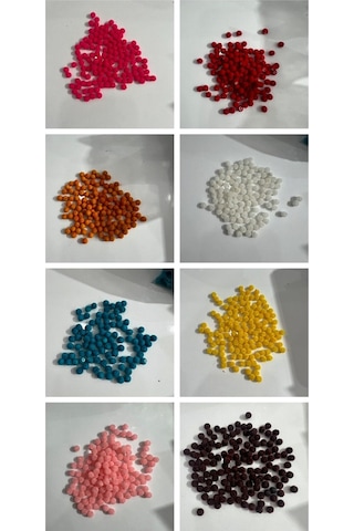 Kadife Boncuk Seti 8 Mm 8 Renk 10 Gram Takı, Oya, Abiye Boncuğu 8 Renk 10'ar Gram 800-820 Adet