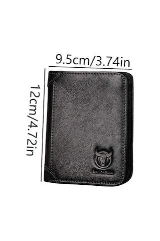 Hangfox Erkek Deri Cüzdan Rfıd Koruma Teknolojili Tam Deri复古 Dikey Model Sürücü Ehliyeti Para Clipi Siyah Siyah