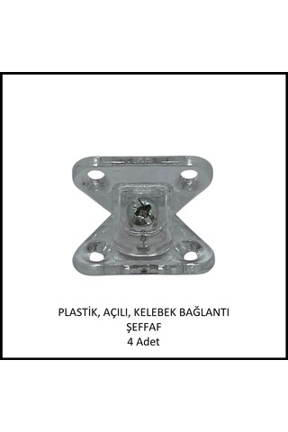 Plastik, Açılı, Kelebek Bağlantı 40 Mm, Şeffaf 4 Adet