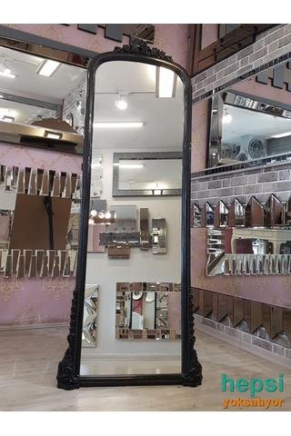 Matmazel Model Siyah Renk Ayaklı Varaklı Boy Aynası