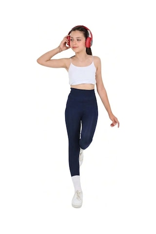 Erdem Kıds Kız Çocuk Okul Yüksek Bel, Koşu, Yürüyüş, Casual, Spor, Atletik, Egzersiz, Fittness Tayt Lacivert Lacivert