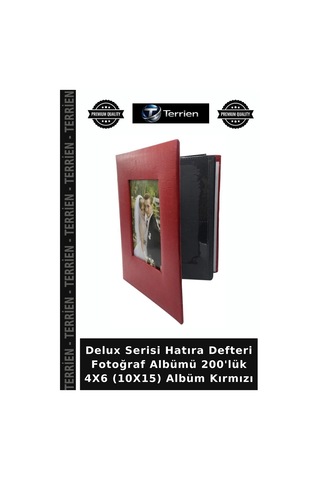 Delux Serisi Hatıra Defteri Fotoğraf Albümü 200'lük 4x6 10x15 Albüm Kırmızı