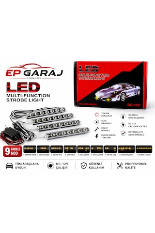 Ersal Bütün Araçlara Uyumlu 9 Modlu Led Multi Function Strobe Light Profesyonel Çakar Lamba Seti -