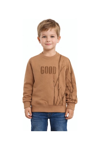 Baglan Erkek Çocuk Önü Arkası Baskılı Sweatshirt Bgl-st05240 Camel