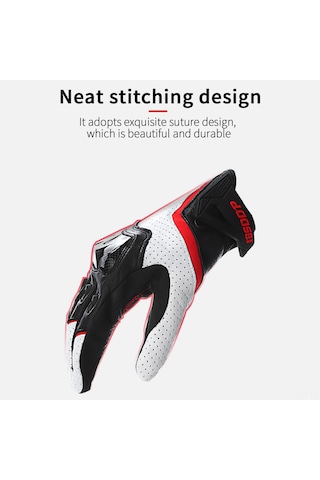 Jeehugo Motosiklet Tam Parmak Eldiveni Beyaz Xxl - Akrilik Fiber Eklem Korumalı, Soluk, Dokunmatik Ekran Uyumlu